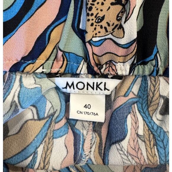 Monki Womens Size 40 Wide Leg Crop Pants Trousers Safari Leopard Colorful Artsy - Picture 7 of 10